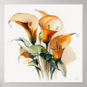 Poster Orange Calla Lilies Lily Flower Art Imprimer Poste (Devant)