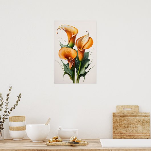 Poster Orange Calla Lilies Lily Flower Art Imprimer Poste (Cuisine)