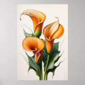 Poster Orange Calla Lilies Lily Flower Art Imprimer Poste (Devant)