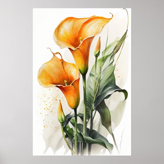 Poster Orange Calla Lilies Lily Flower Art Imprimer Poste (Devant)