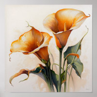 Orange Calla Lilies Lily Flower Art Imprimer Poste