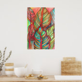 Poster Orange Canna feuille aquarelle art original (Cuisine)