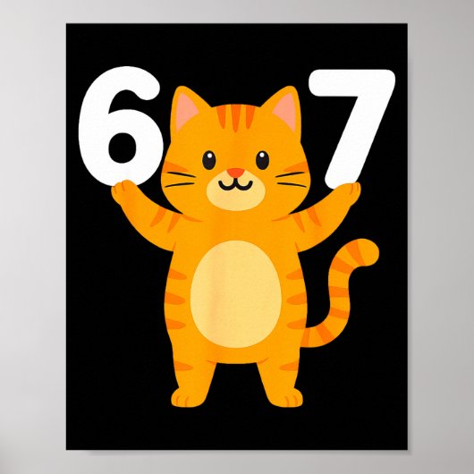 Poster Orange Cat 67 Meme Six Seven Funny Cat Lover  (Devant)