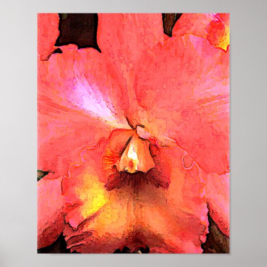 Poster Orange Cattleya Orchid (Devant)