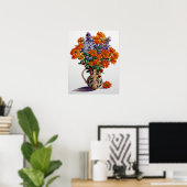 Poster Orange Chrysanthèmes (Bureau à domicile)