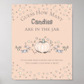 Poster Orange Citrouille Combien de Candies Baby shower J (Devant)