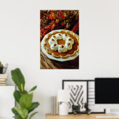 Poster Orange citrouille crème à tarte fleurs (Bureau à domicile)