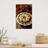 Poster Orange citrouille crème à tarte fleurs (Cuisine)