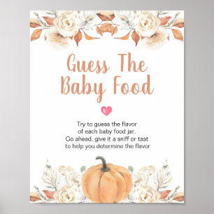 Poster Orange Citrouille Rustique Floral Guess the Baby F