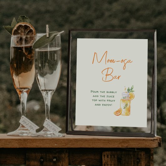 Poster Orange Citrus Mom-osa Bar Baby shower Boissons Sig