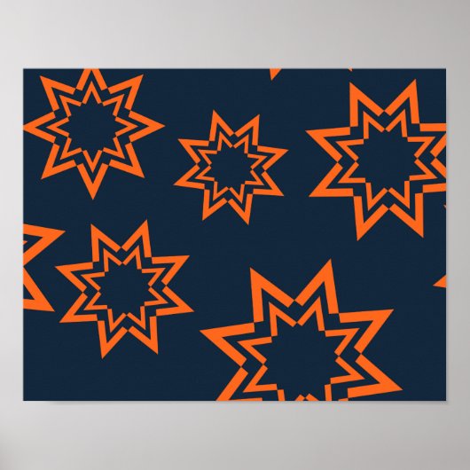 Poster Orange, cool, tendance, joueuse motif en forme d'é (Devant)