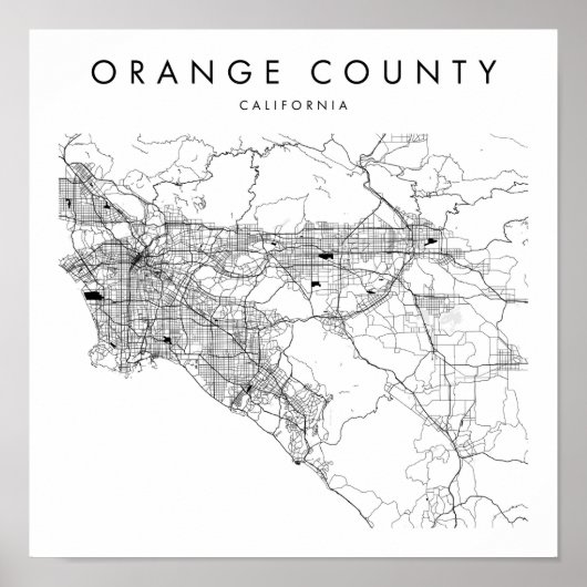 Poster Orange County California Minimal Modern Street Map (Devant)