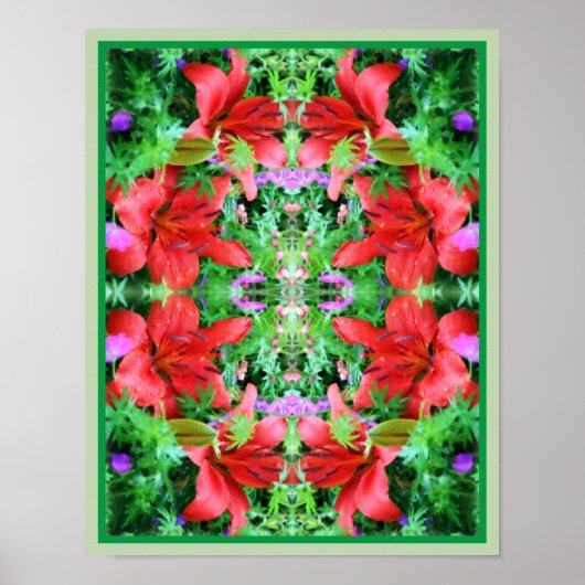 Poster Orange Daylilies Miroir Fleur Abstraite Art (Devant)