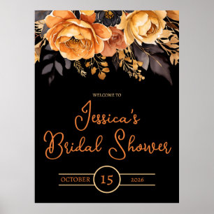 Poster Orange et Noir, Halloween, Shower de Mariage Flora