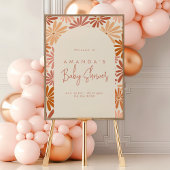 Poster Orange et rose Retro Floral Super Baby Welcome