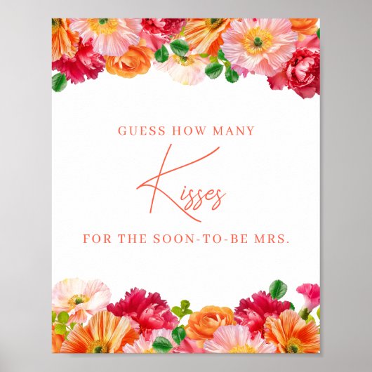 Poster Orange et rose vif Devinez combien de baisers jeu (Devant)