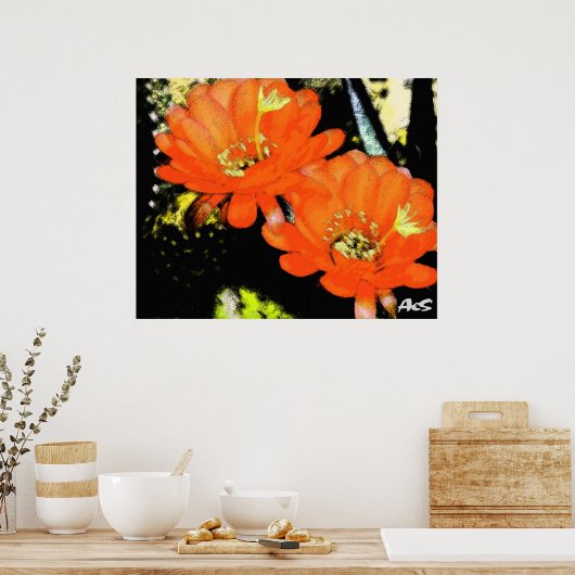 POSTER ORANGE FLEURS (Cuisine)
