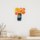 Poster Orange fleurs de pavot aquarelle (Cuisine)