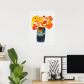 Poster Orange fleurs de pavot aquarelle (Bureau à domicile)