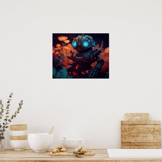 Poster Orange Fleurs Tropic Bot (Cuisine)