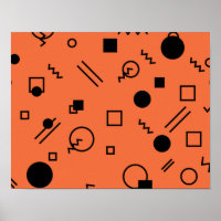 Orange, fun, trendy, geometric Memphis graphic