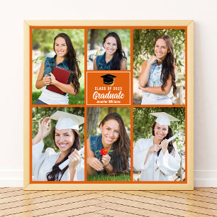 Poster Orange Graduate Photo Collage Carré