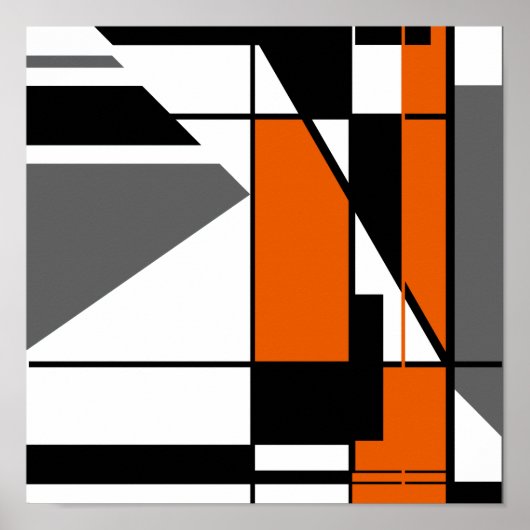 Poster Orange Grey Noir Mosaïque en forme abstraite Desig (Devant)