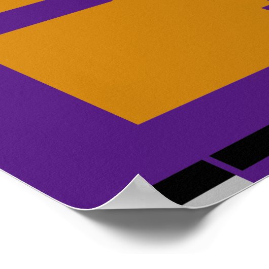 Poster Orange Grey sur violet Geometry Abstract Design (Coin)