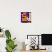 Poster Orange Grey sur violet Geometry Abstract Design (Bureau à domicile)
