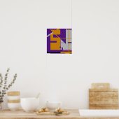 Poster Orange Grey sur violet Geometry Abstract Design (Cuisine)