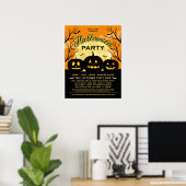 Poster Orange Halloween Party Black Citrouilles événement (Bureau à domicile)