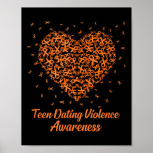 Poster Orange Heart Ribbon Ado Dating Violence Awareness