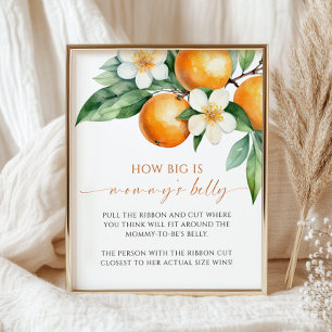 Poster Orange How Big is Mommy's Belly Baby shower Game