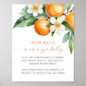 Poster Orange How Big is Mommy's Belly Baby shower Game (Devant)