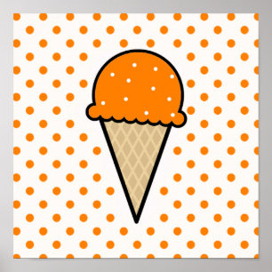 Poster Orange Ice Cream Cone