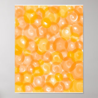Poster Orange Jaune Brillant Motif Bulle Abstrait