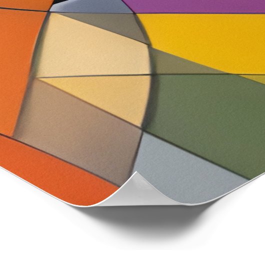 Poster Orange Jaune Multi Moderne Géométrique Abstrait (Coin)