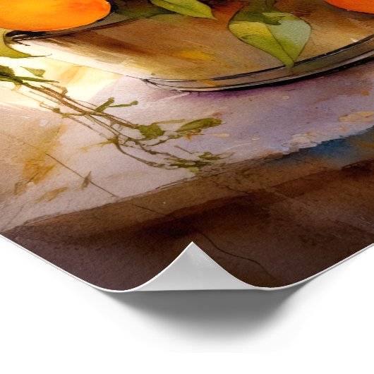 Poster Orange joyeux en pot (Coin)