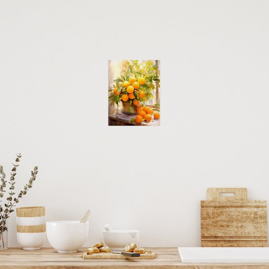 Poster Orange joyeux en pot (Cuisine)