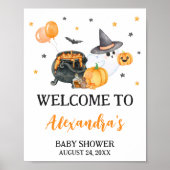 Poster Orange Little Boo Ghost Baby shower Bienvenue (Devant)