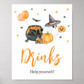 Poster Orange Little Boo Ghost Baby shower Boissons (Devant)