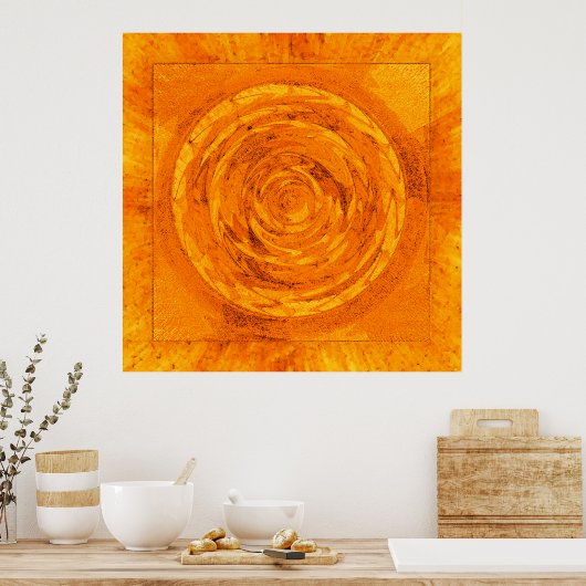 Poster Orange Mandala (Cuisine)