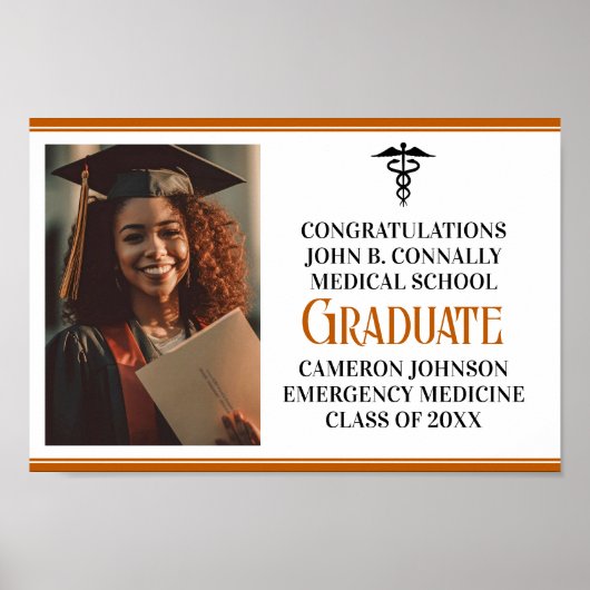 Poster Orange Médicale School Photo Graduation Party (Devant)
