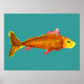 Poster Orange mignon art original poisson rouge (Devant)