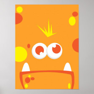 Poster Orange Monster Face Imprimer