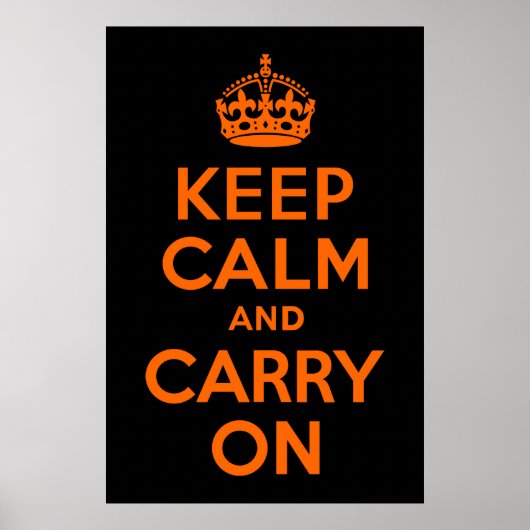 Poster Orange Noir Garder le calme et continuer (Devant)