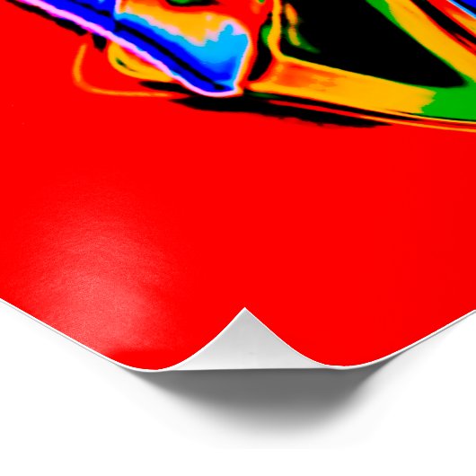 Poster Orange, Noir, Or, Fleur Psychédélique Bleue (Coin)