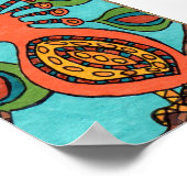 Poster Orange Oaxacan Oiseau Mini Art folklorique (Coin)