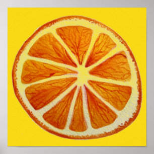 Poster Orange pop art agrumes fruits aquarelle art