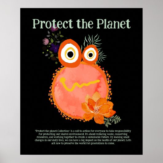 Poster Orange PROTÉGER LA PLANÈTE, SAUVER TERRE MÊME Art (Devant)